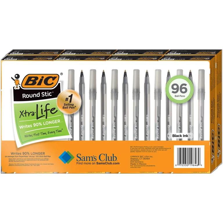 Round Stic Xtra Life, Medium Point, Black, 96ct.:- Black