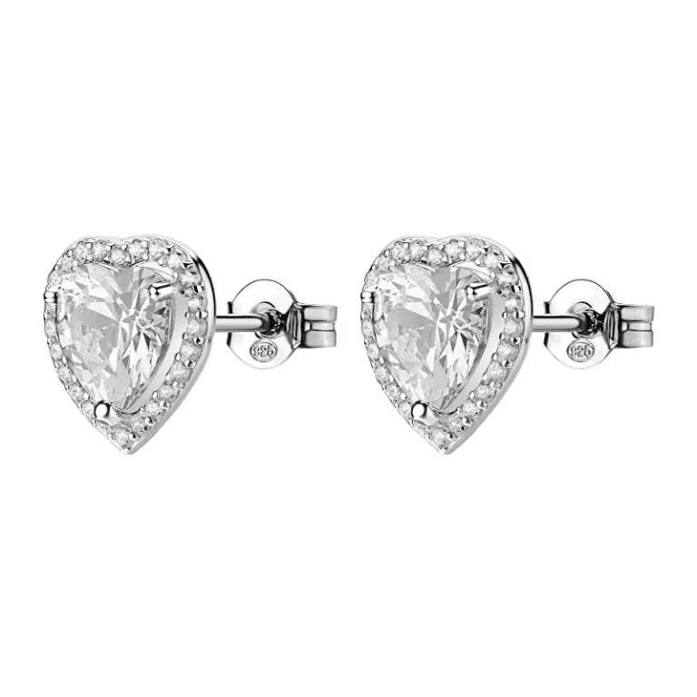 Heart Shaped Earrings in Silver Fancy Infinite White Fiw165