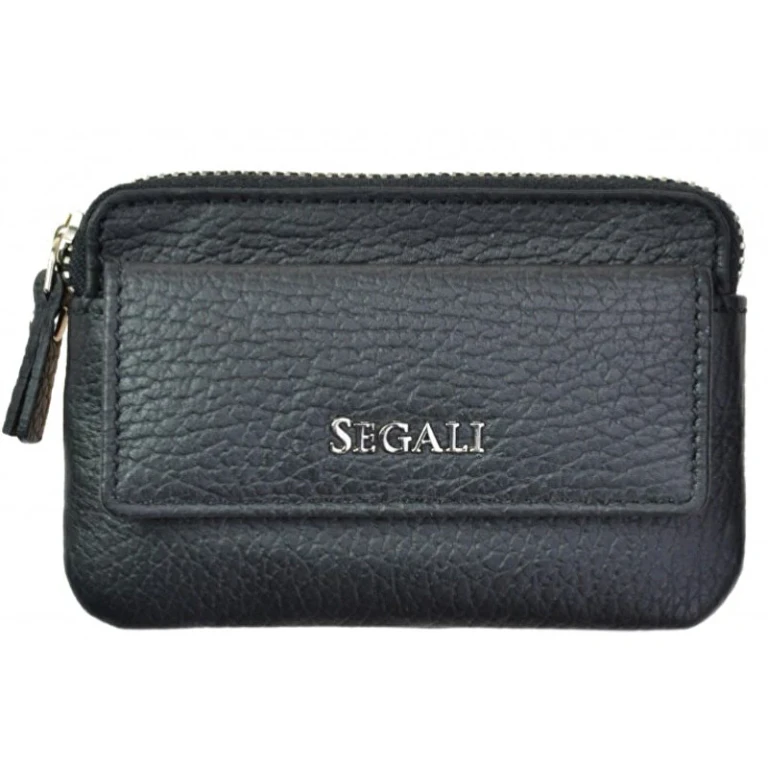 Mini Wallet-Keychain in Leather A 7483 Black