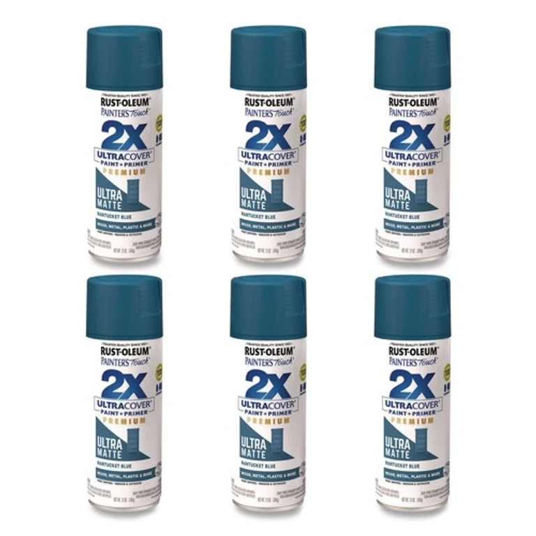 331188 Painter's Touch 2X Ultra Cover Spray Paint, Ultra Matte Blue, 12 oz Aerosol Can, 6/Carton
