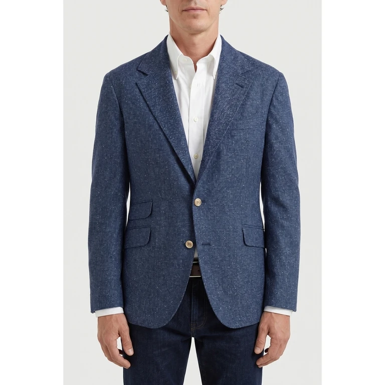 Blue Wool Silk Tailored Blazer