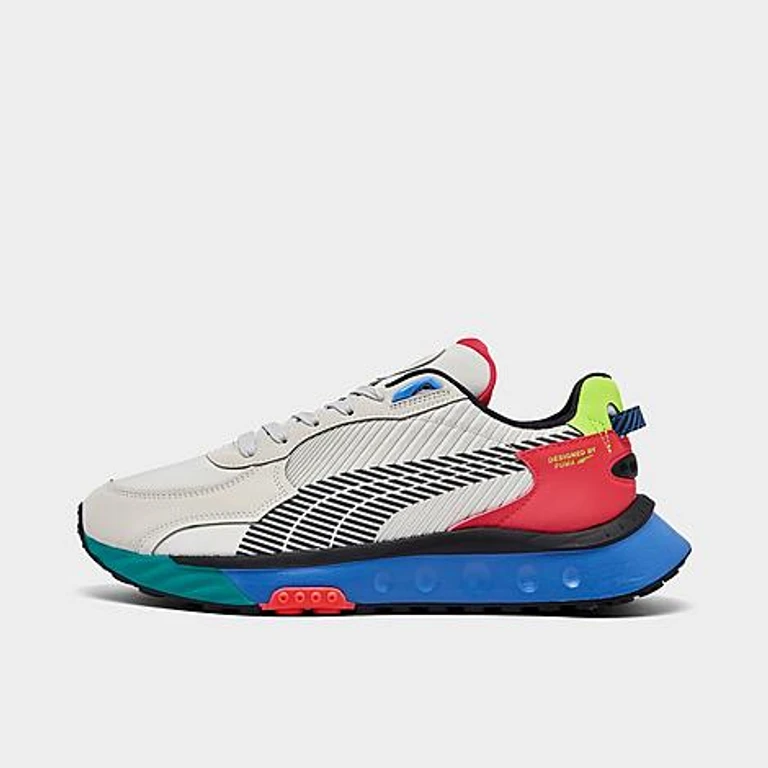 Men's Puma Wild Rider Dazed Casual Shoes in Grey Violet/Sunblaze Size: 7.5