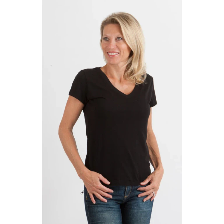 Women's Bamboo Viscose/Cotton V-Neck Cap Sleeve T-Shirt