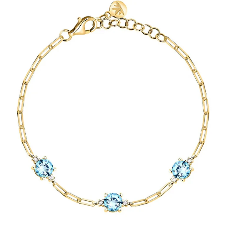 Gold-Plated Bracelet With Blue Cubic Zirconia Tesori Saiw304