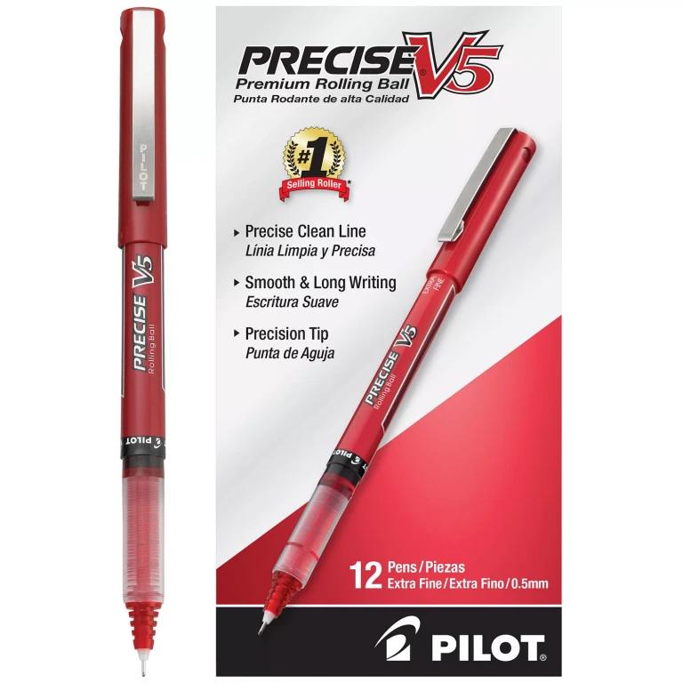 Precise V5 Roller Ball Precision Point Stick Pens, Extra-Fine, Red, 12 ct.