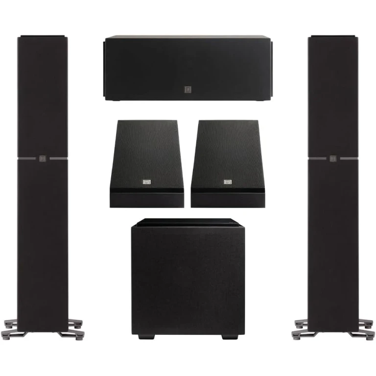 Dymension 5.1 Channel Surround Sound System (2) DM40 Towers, (1) DM10 Center Channel, (2) DM95 Rear Speakers, and (1) DN8 Subwoofer (Bundle)