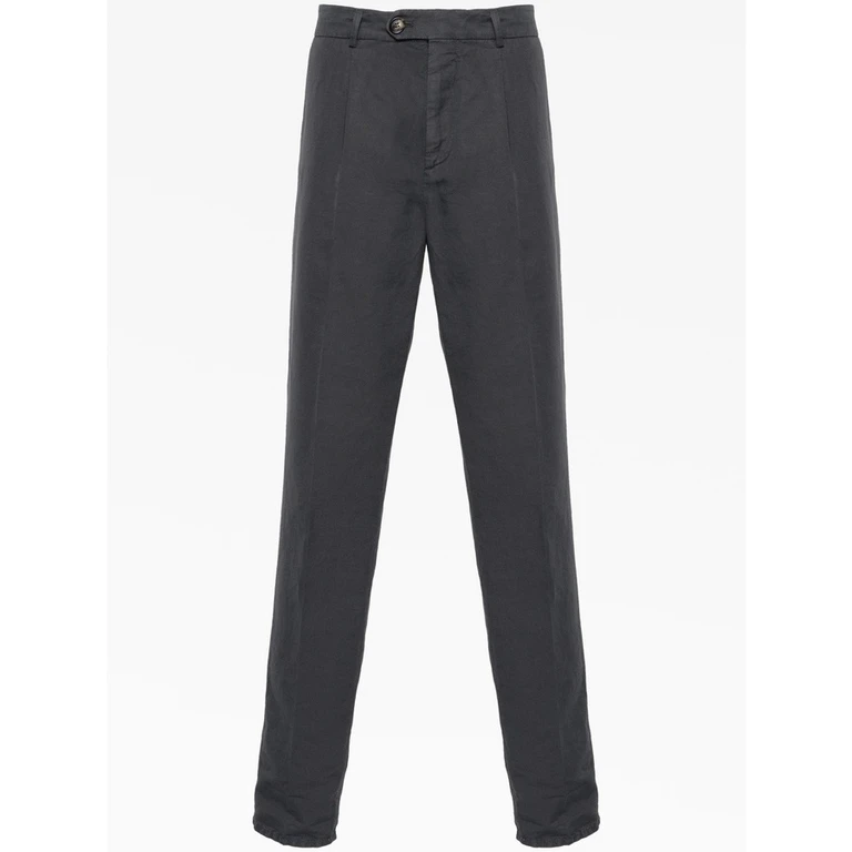 Anthracite Linen Blend Tailored Trousers