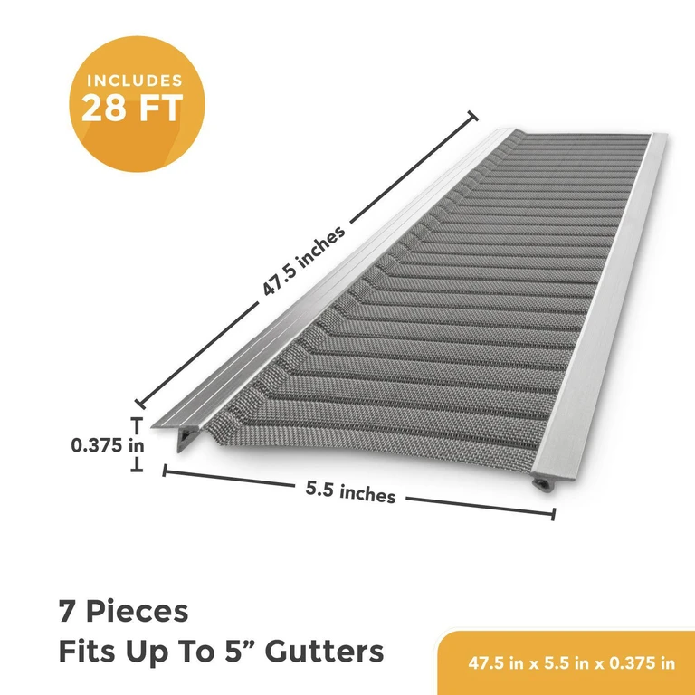 Stainless Steel Gutter Guard Kit (Fits up to 5" gutter - 28' in box):- 28-ft