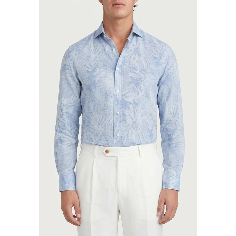 Light Blue Linen Cotton Shirt