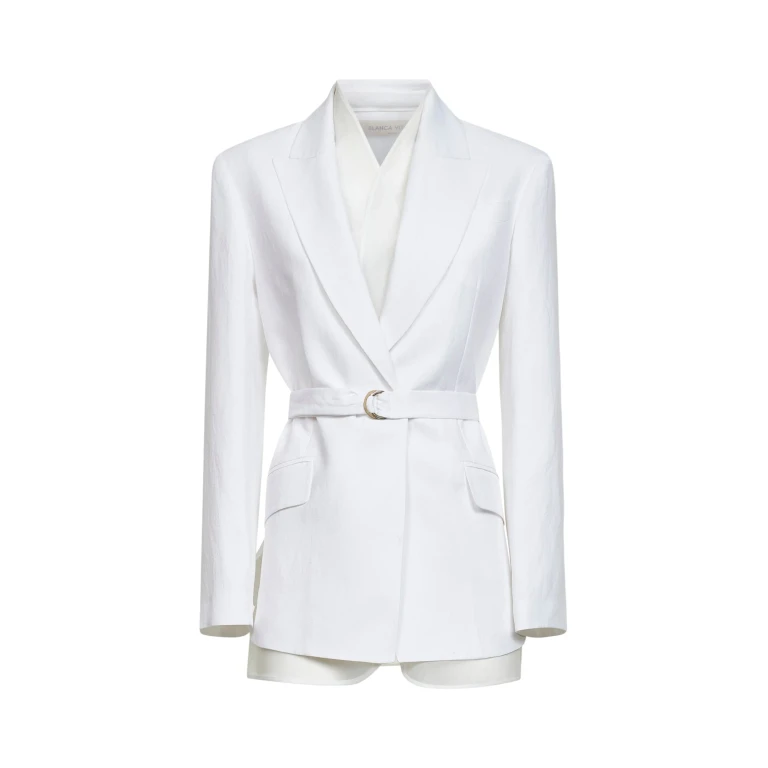 Belted Blazer Goody White Viscose/Linen