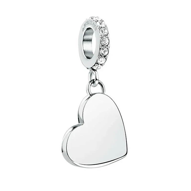 Steel Heart Pendant With Crystals Scz1406