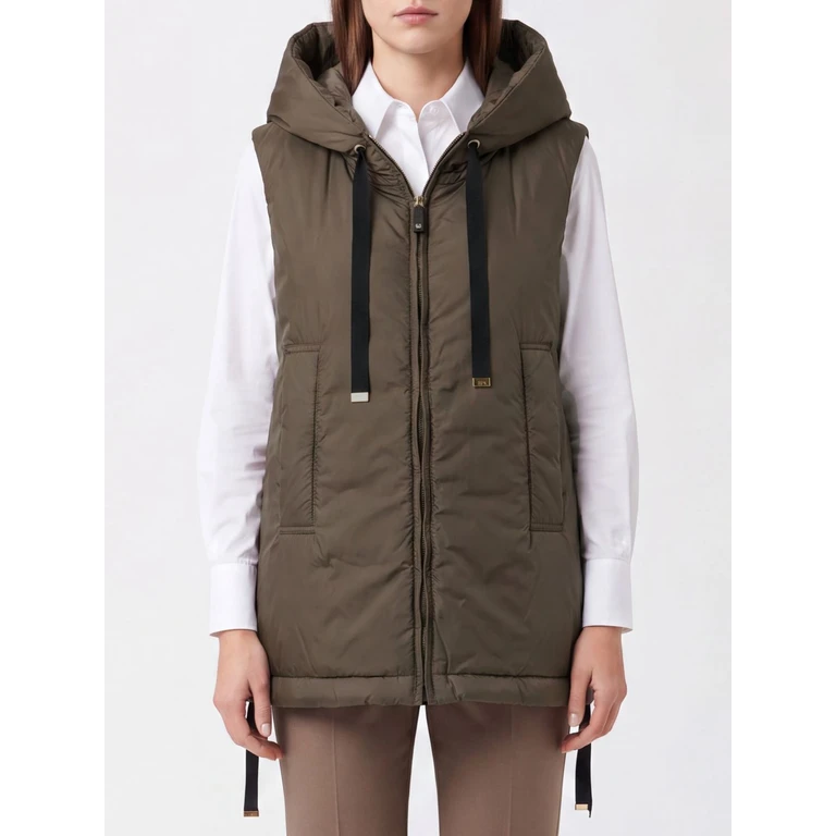 Padded Technical Fabric Vest with Hood and High Neck (2629296014600096)