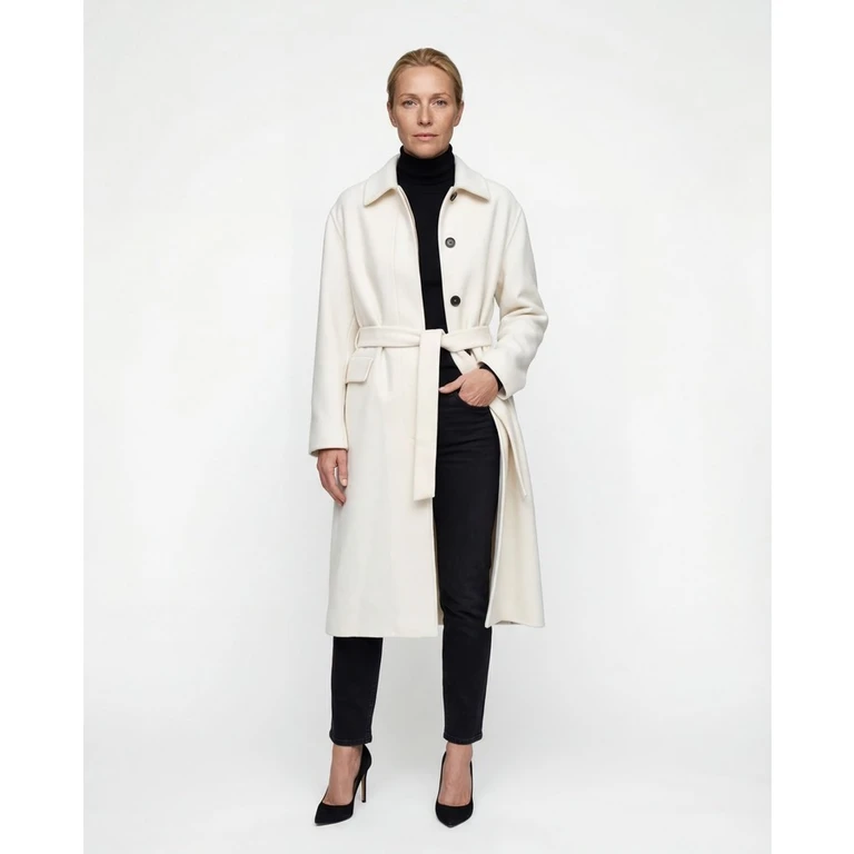 Wooff White Cashmere Belted Jacket