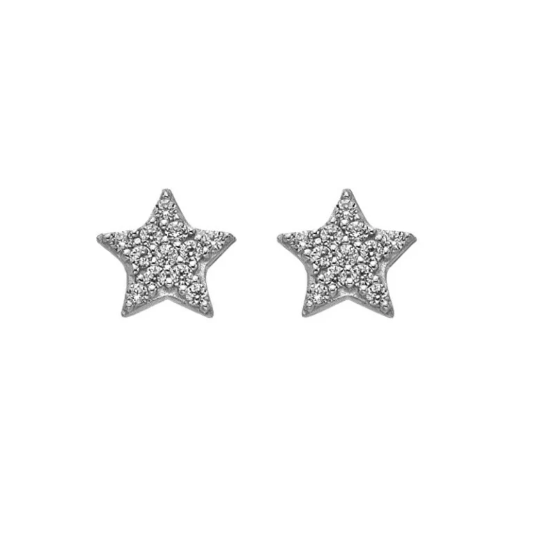 Silver Star Earrings with Cubic Zirconia Silver Whisper Swe002