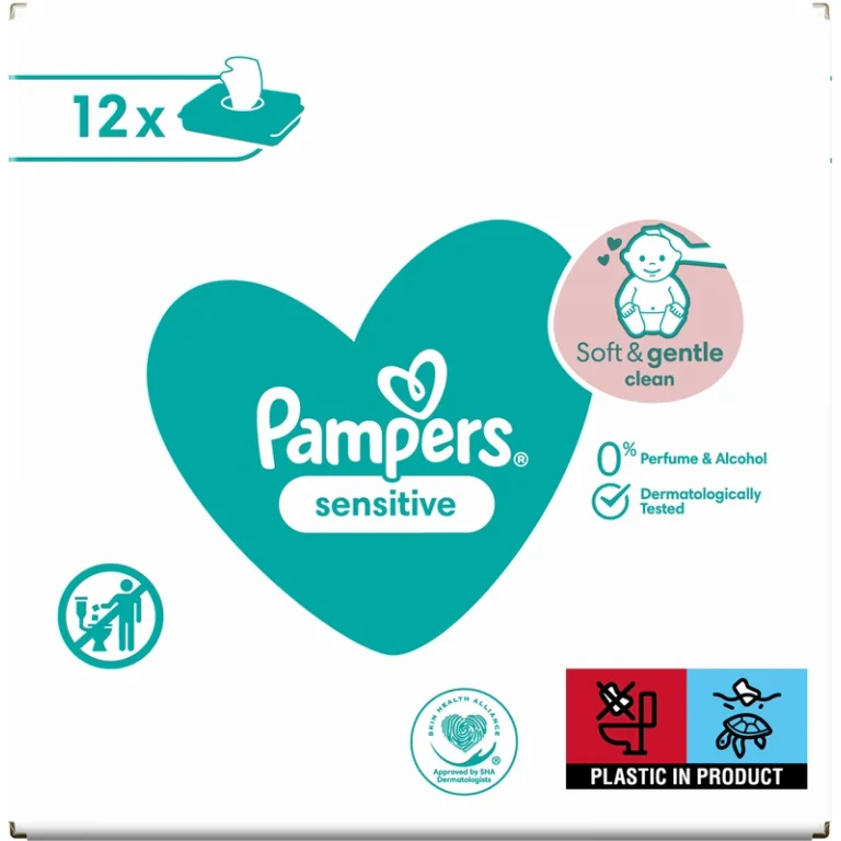 Sensitive Baby Wet Cleansing Wipes for Sensitive Skin 12x52 Pieces