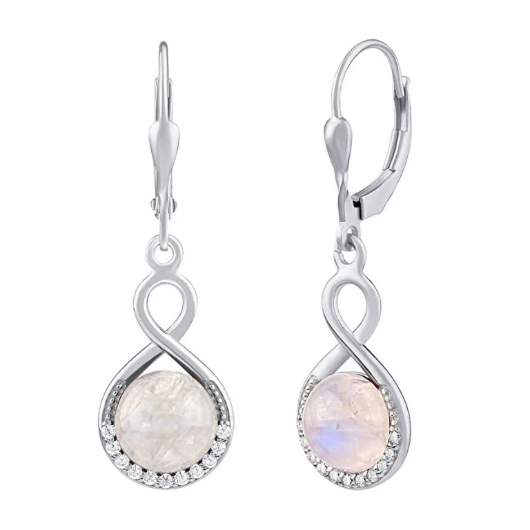 Silver Drop Earrings with Authentic Moonstone Jst14710Ems