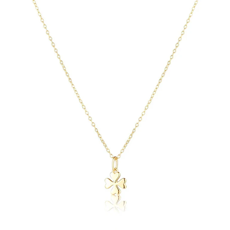 Charming Gold-Plated Clover Necklace Svln0646X61Go45