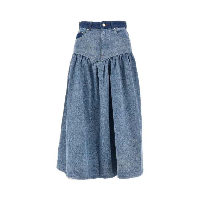 Cotton denim long skirt Woman 36