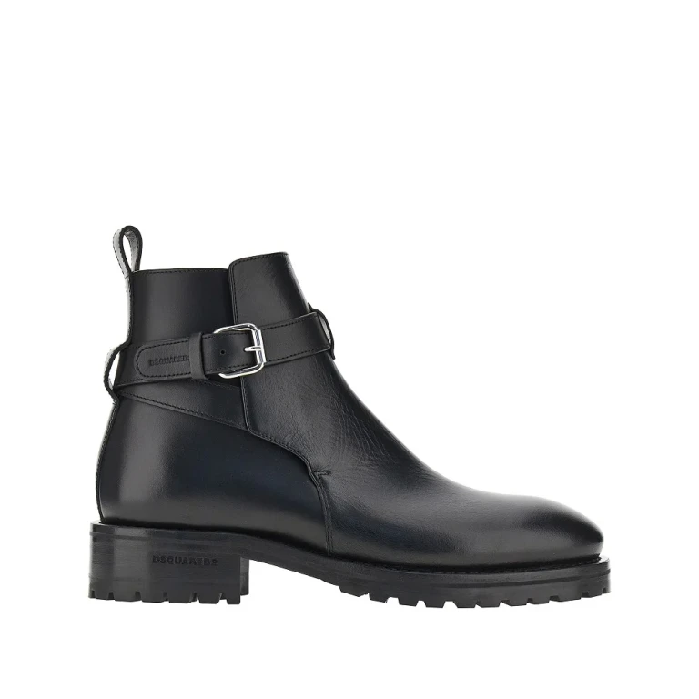 Leather boots with debossed logo Man 40