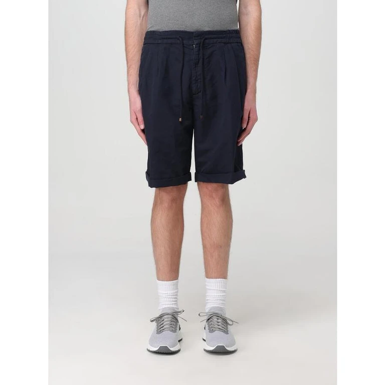 Navy Linen Blend Tailored Shorts