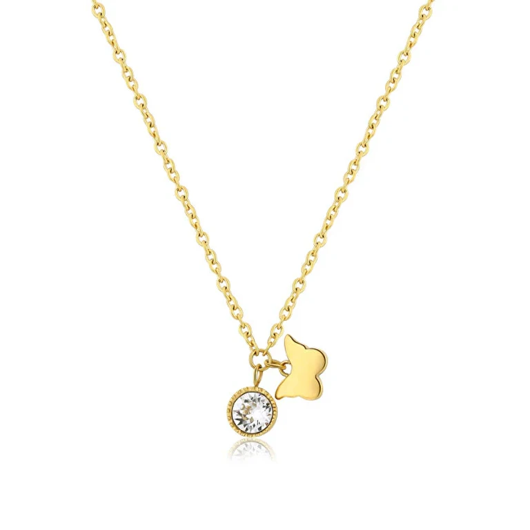 Gold-Plated Necklace With Crystal Butterfly Lucky Light Skt26