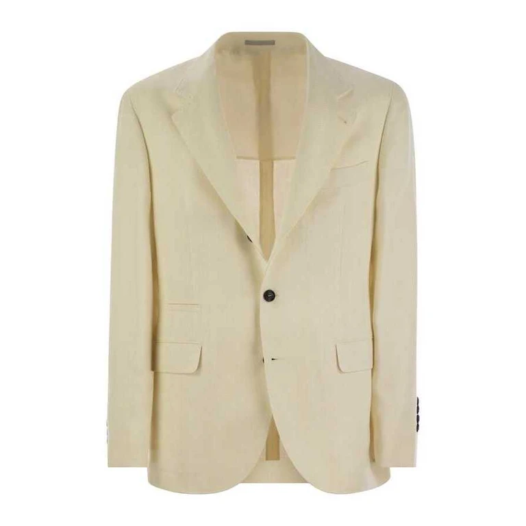 Cream Linen Silk Wool Blazer