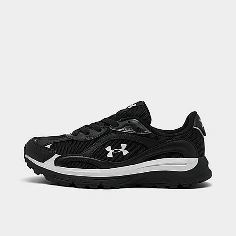 Under Armour Big Kids Tech Runner Casual Shoes in Black/Silver Size: 3.5