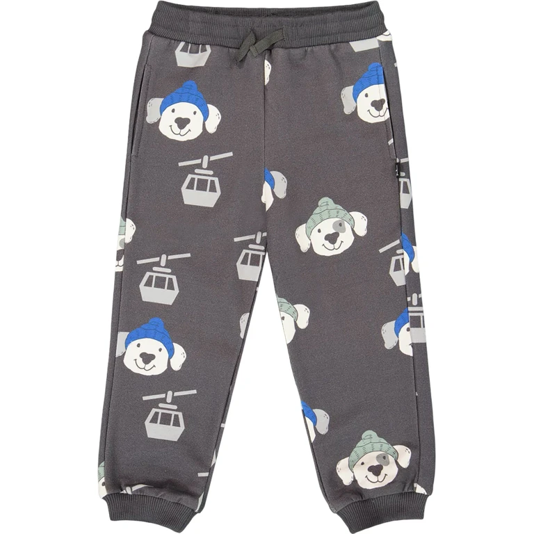Gray Dog Print Fleece Sweatpants - Baby Boy