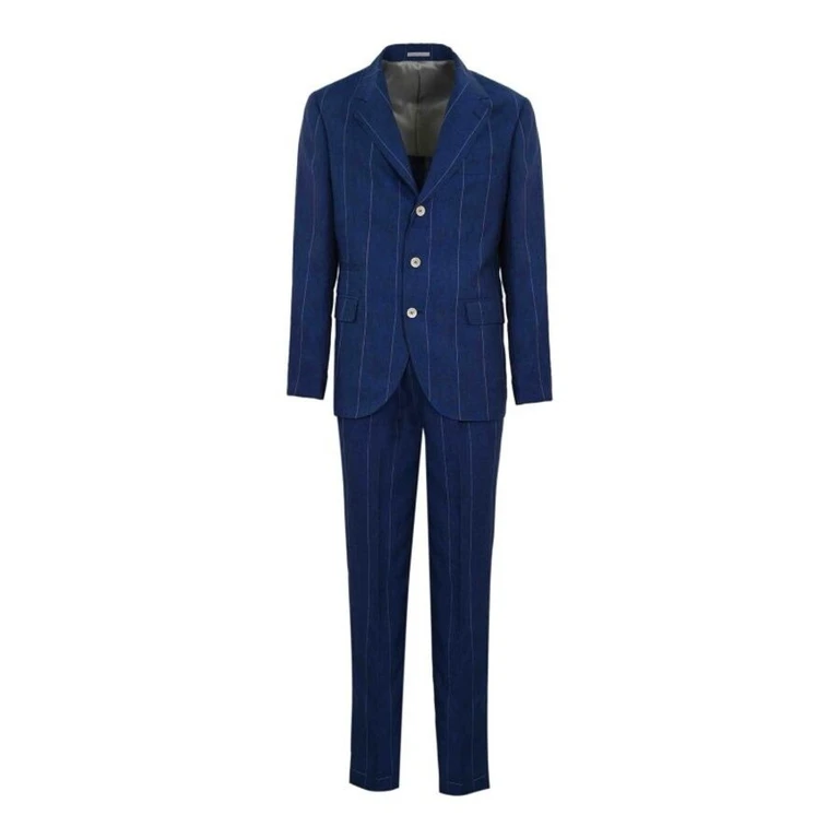 Indigo Linen Pinstripe Suit
