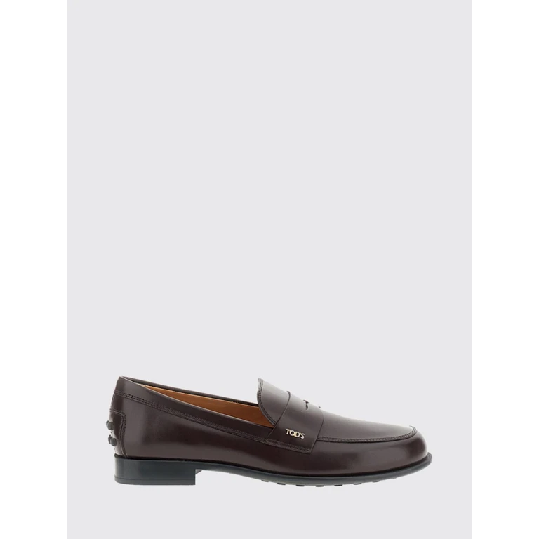 TOD'S Brushed Leather Loafers with Strap and Metal Logo (XXW19M0KK70LYGR807)
