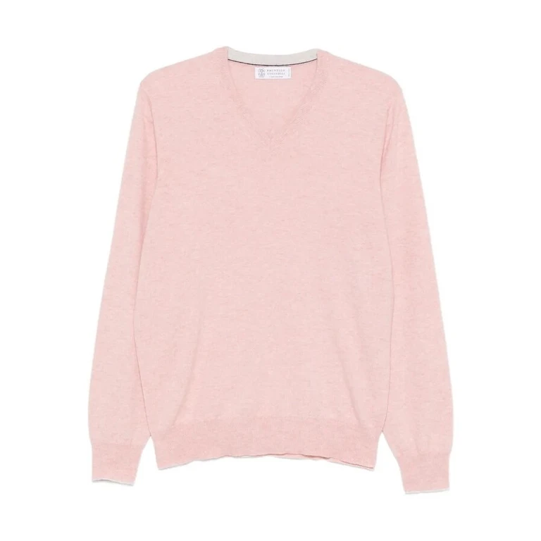 Salmon Pink Cashmere V-Neck Sweater