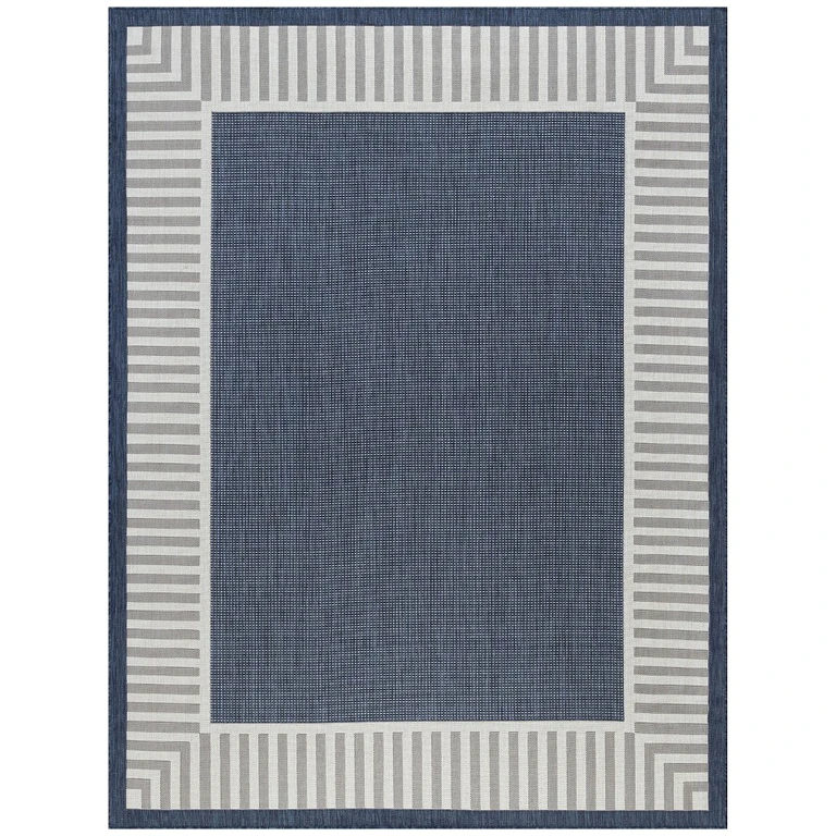 Elgin 9 x 12 Navy Blue Indoor-Outdoor Area Rug