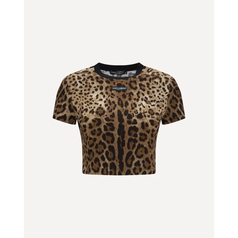 DOLCE & GABBANA Leopard-print cropped T-shirt Female 42