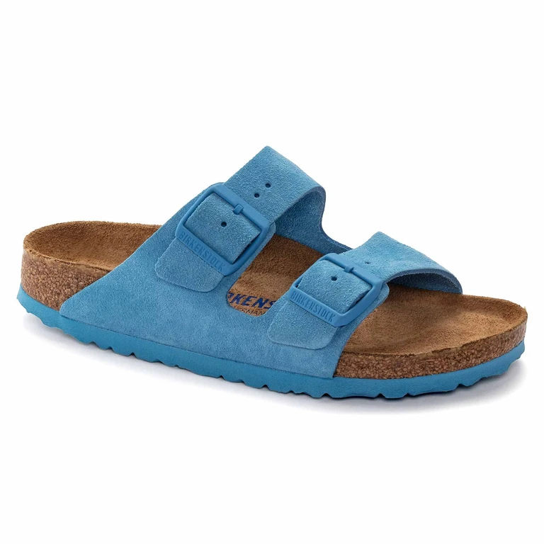 Arizona Soft Footbed Suede Leather Sky Blue Sandals