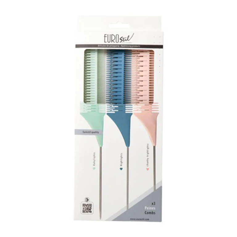 Eurostil 3-piece color, comb and highlight set