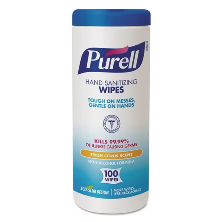 9111-12 5.78 in. x 7 in. Premoistened Hand Sanitizing Wipes - Fresh Citrus, White