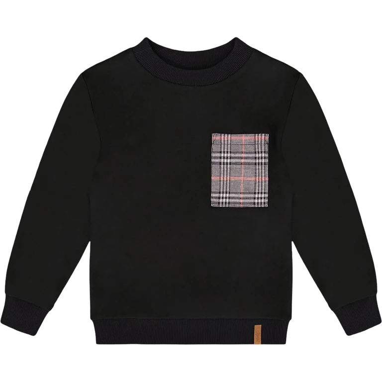 Super Soft Brushed Jersey Long Sleeve Top with Plaid Pocket - Little Boy