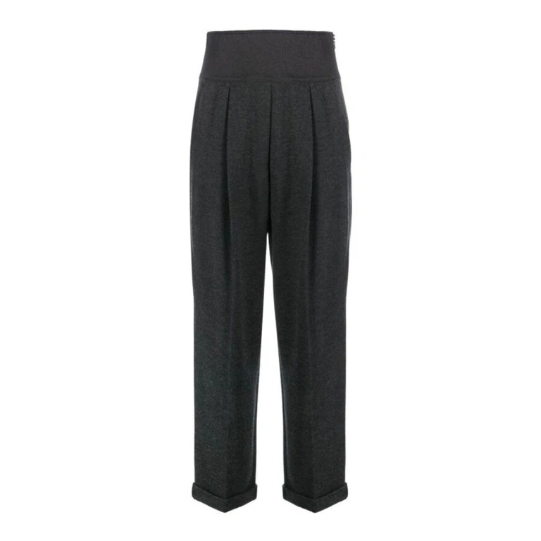 Wodark Grey Wool High Waist Trousers