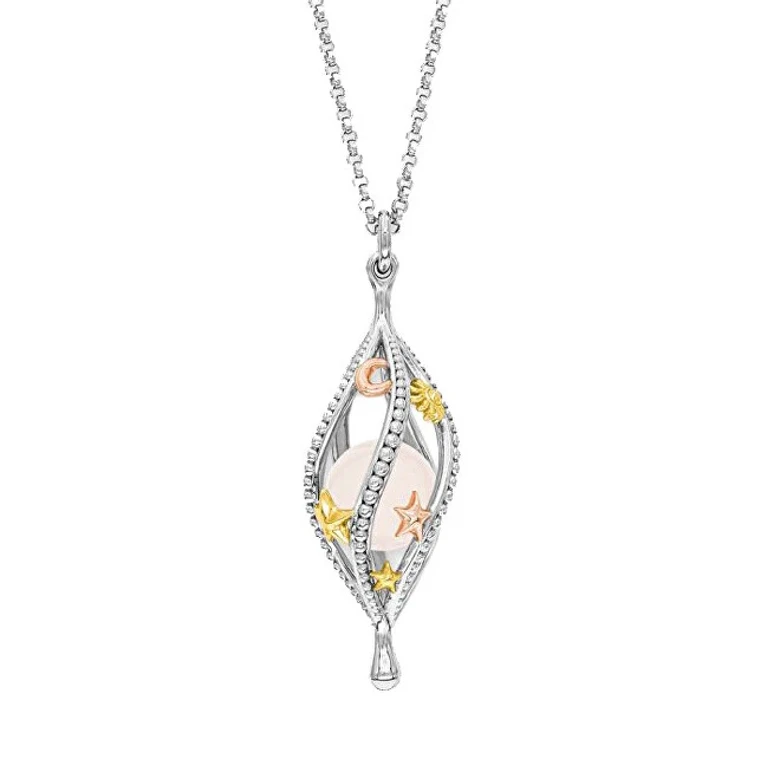 Fascinating Silver Necklace with Rose Quartz ERN-UNIVERSE-RQ-TRI (Chain, Pendant)