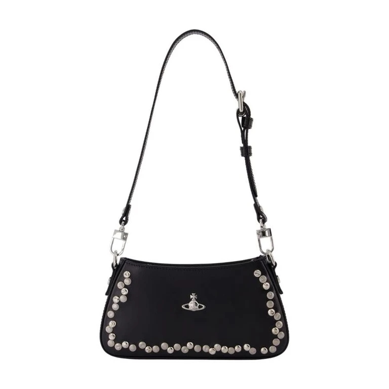 Borsa a spalla mini in pelle di vitello liscia con borchie
