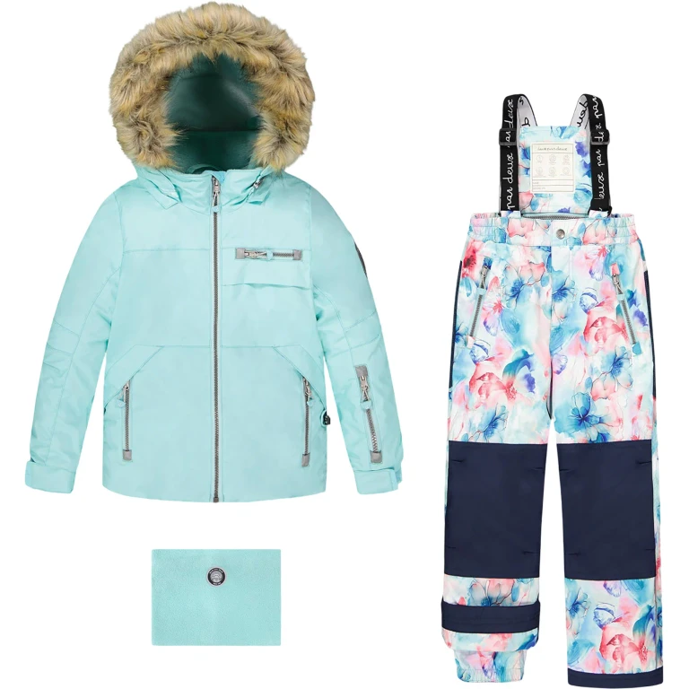 Blue Flower Print Play Two-Piece Snowsuit - Big Girl