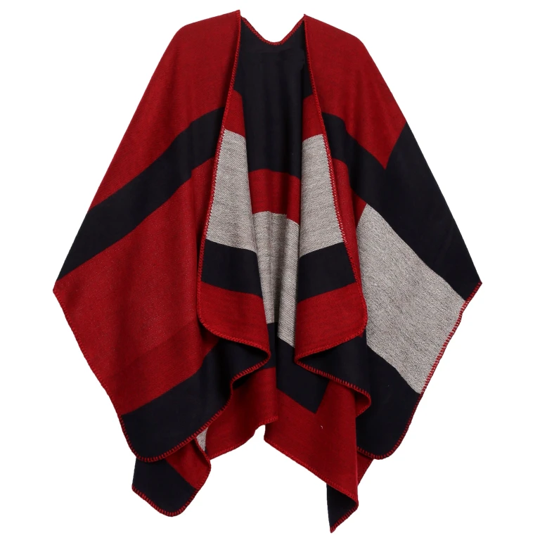 Sakkas Mari Women's Reversible Large Poncho Shawl Wrap Scarf Cape Ruana Blanket