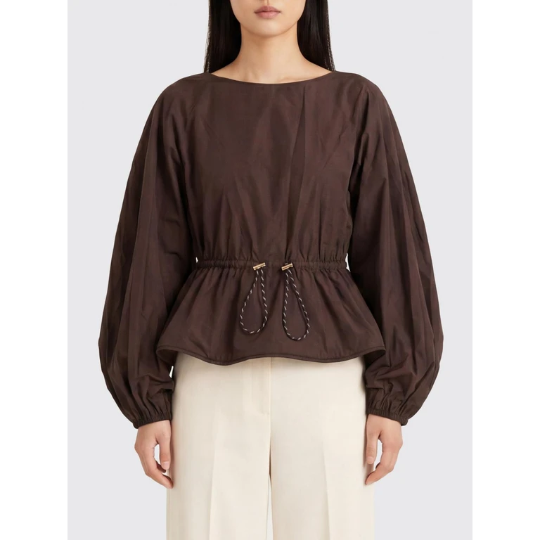 Technical Fabric Crew-Neck Blouse (7919TS262CHOCOLATE)