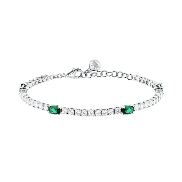 Shiny Tennis Bracelet With Green Zirconia Tesori Saiw267