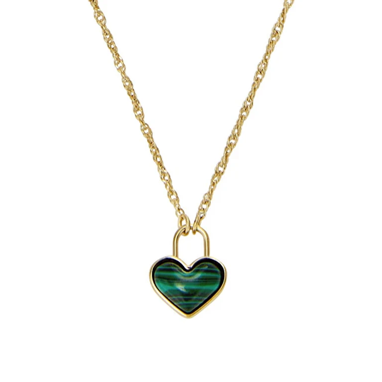 Heart Necklace in Malachite Gold Plated Modern Meadows Jf04857710