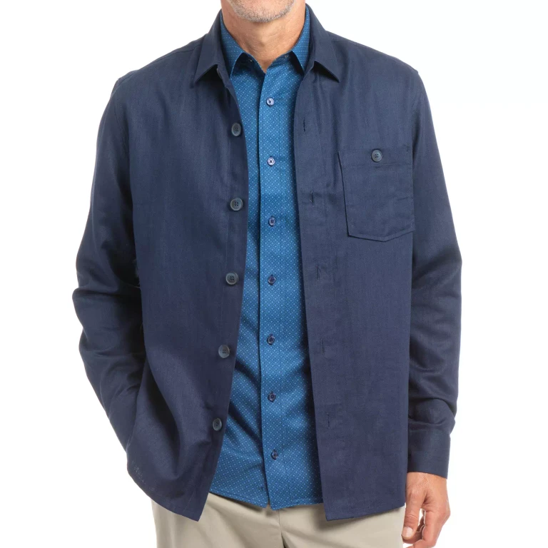 Linen Overshirt Navy XS:- Navy, XS
