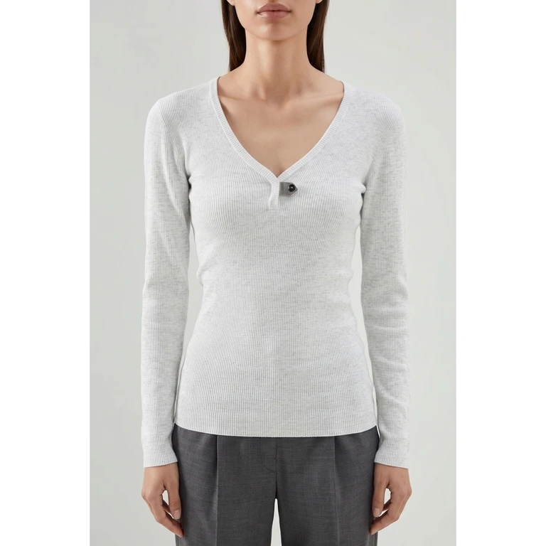 Light Grey Ribbed Knit Top