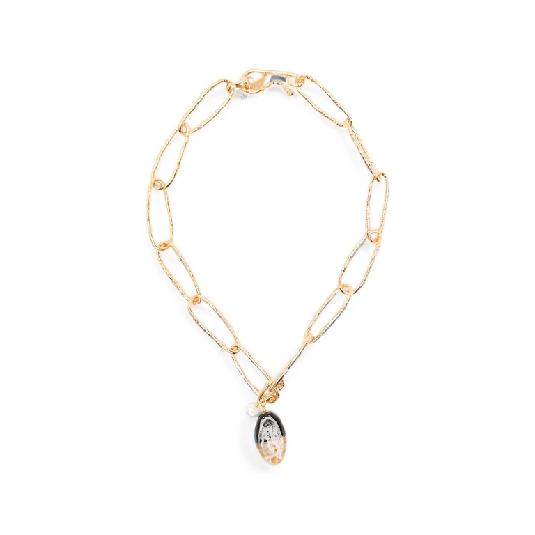 Glass-pendant Pearl-detail Necklace