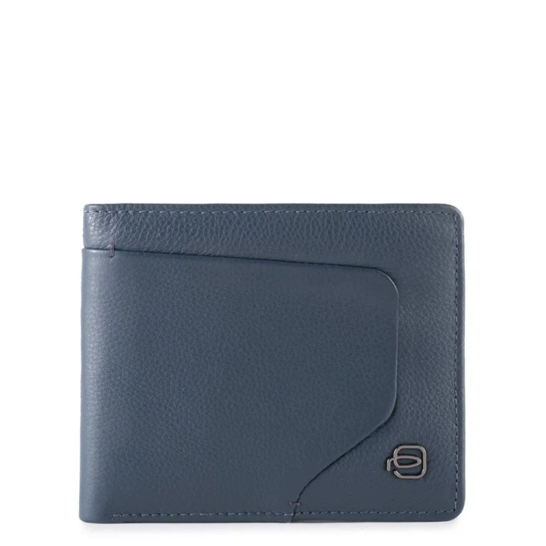 , Akron Leather Wallet with Removable Document Holder, Blue, for Men