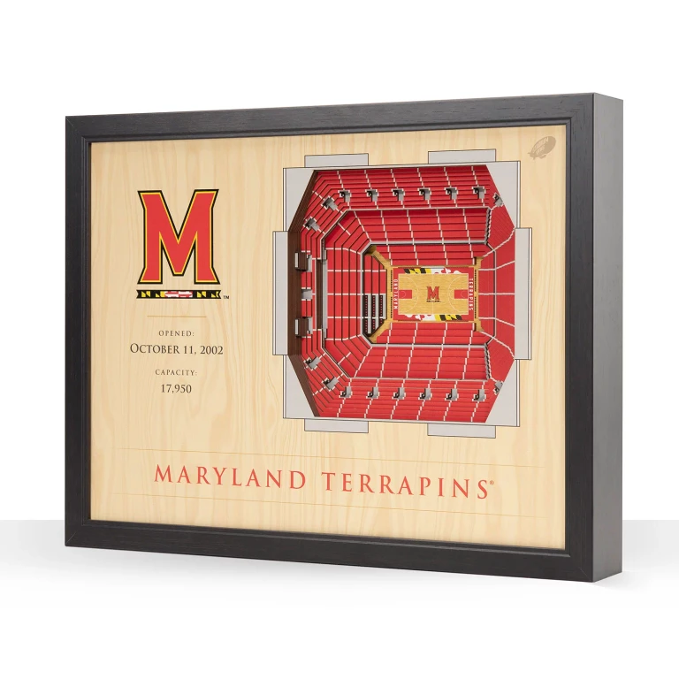 Maryland Terrapins 25-Layer Basketball Stadium View 3D Wall Art